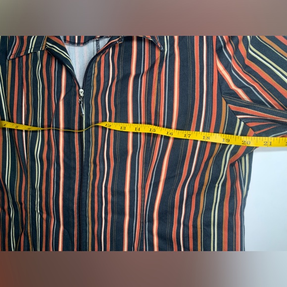 Vintage Grunge Blazer Jacket Orange and Brown Stripes - Picture 5 of 8